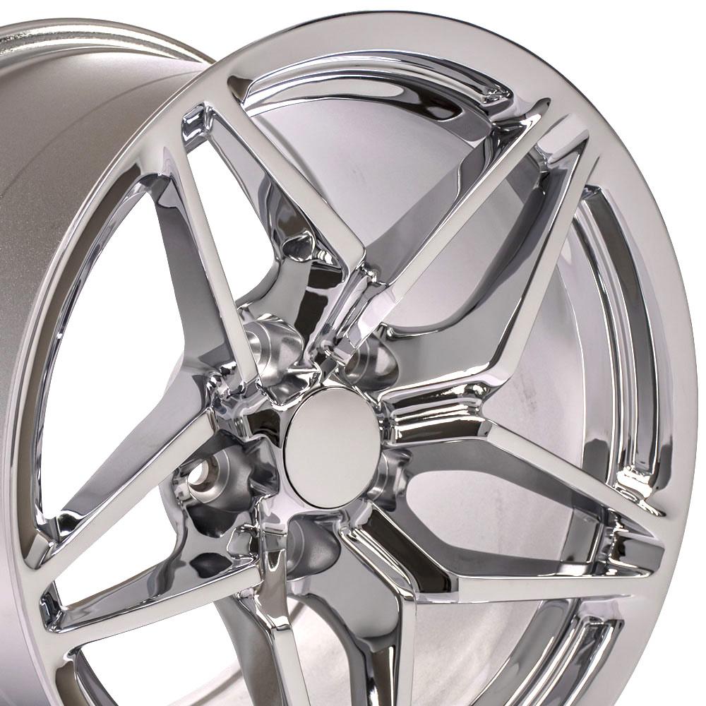 C4 1988-1996 Corvette C7 ZR1 Replica Wheels 17x9.5 & 18x10.5 Chrome Staggered Set - CV31