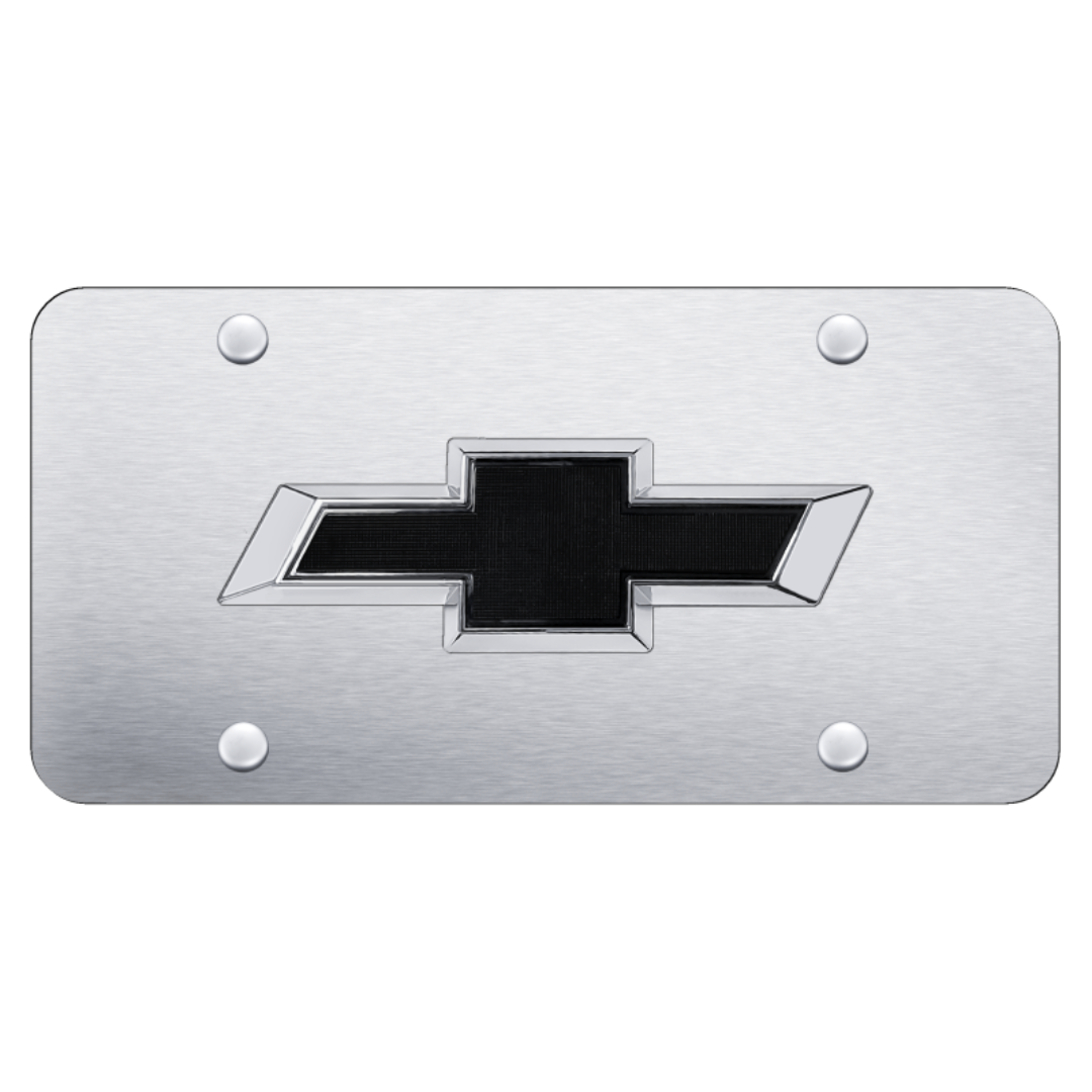Chevrolet Black Chrome Bowtie License Plate – 3D Logo, Black Pearl Finish