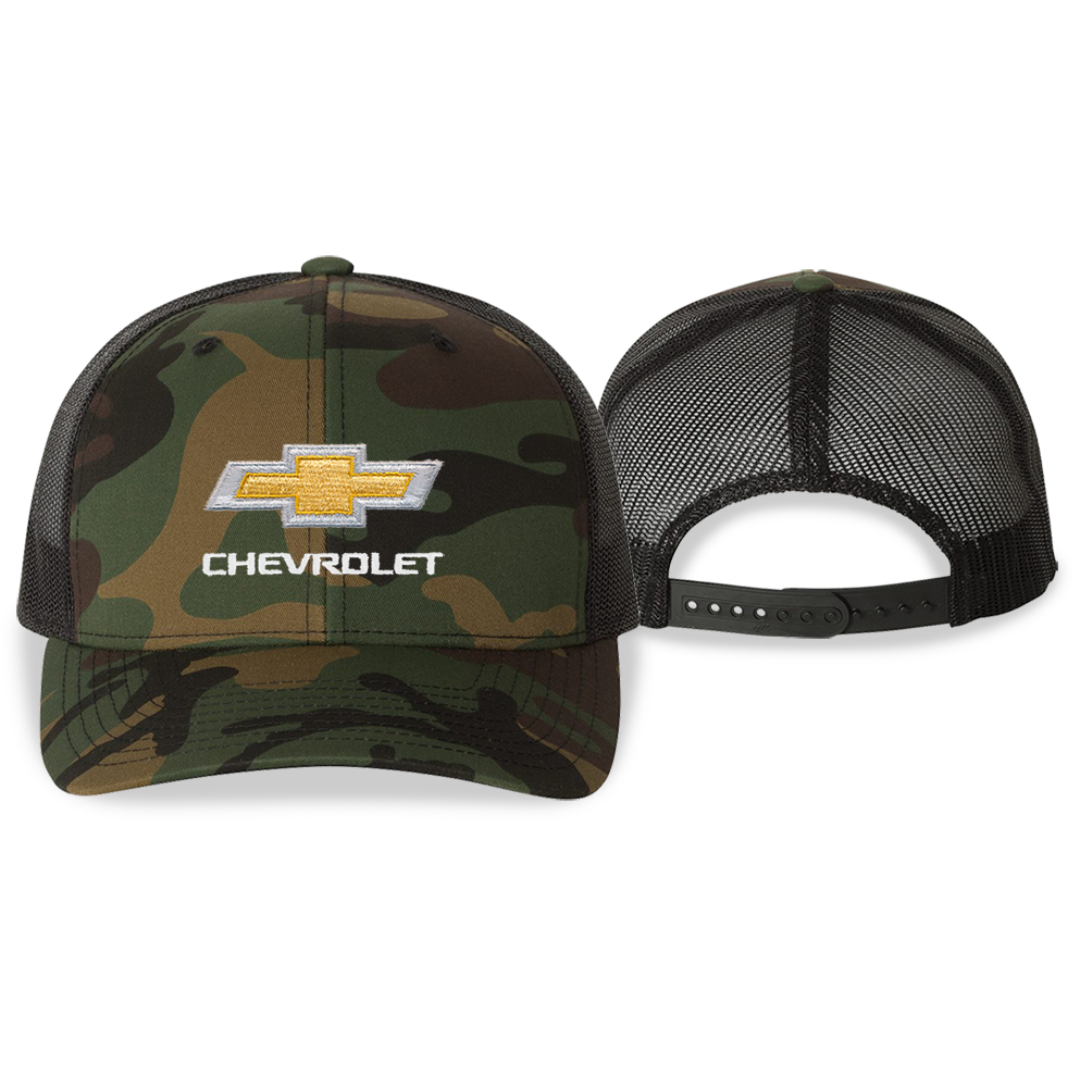 Chevrolet Gold Bowtie Camo Retro Trucker Hat / Cap