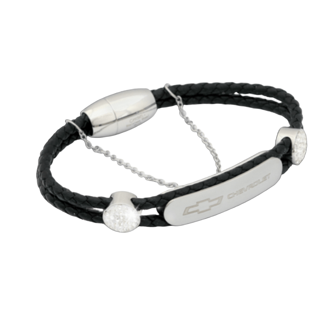 chevy-ladies-black-leather-braceletcorvette-store-online