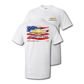 Chevy Racing Gold Bowtie American Flag T-Shirt