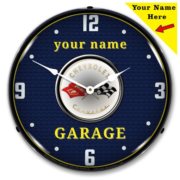 Personalized C1 Corvette Garage Lighted Clock
