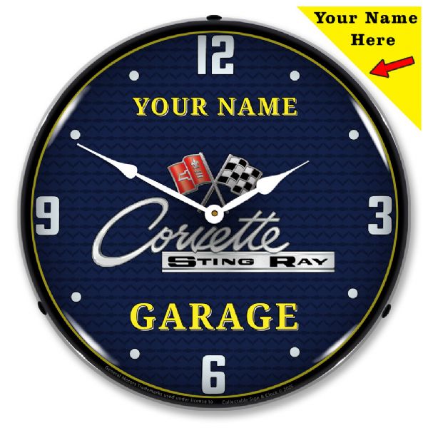 Personalized C2 Corvette Garage Lighted Clock