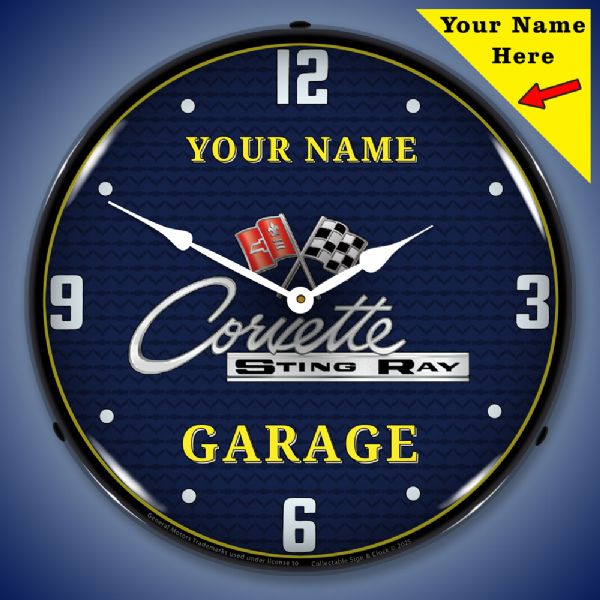Personalized C2 Corvette Garage Lighted Clock