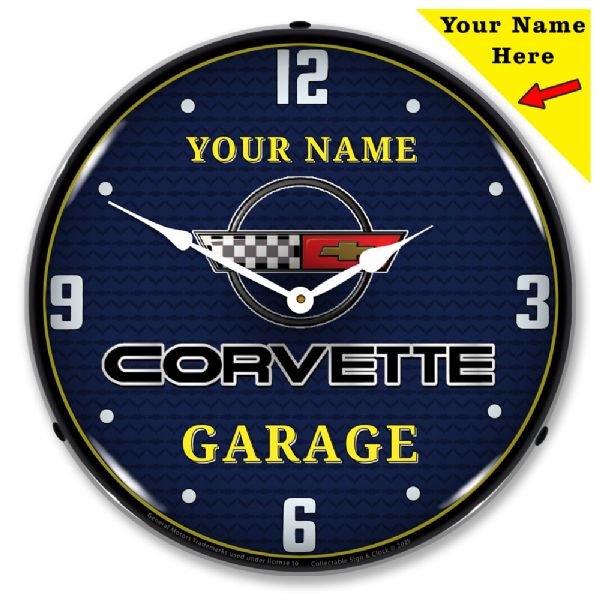 Personalized C4 Corvette Garage Lighted Clock