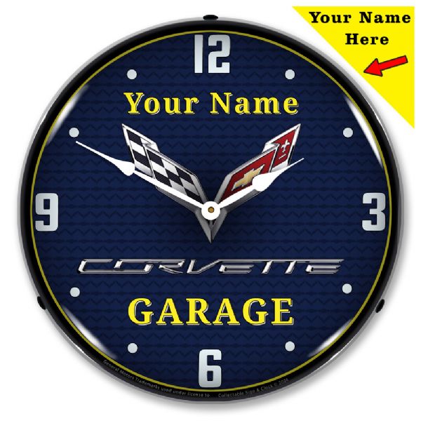 Personalized C7 Corvette Garage Lighted Clock