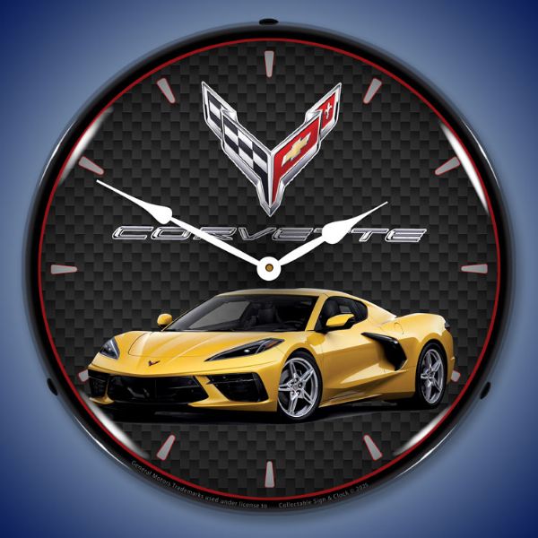 C8 Corvette Competition Yellow Tintcoat Metallic Clock