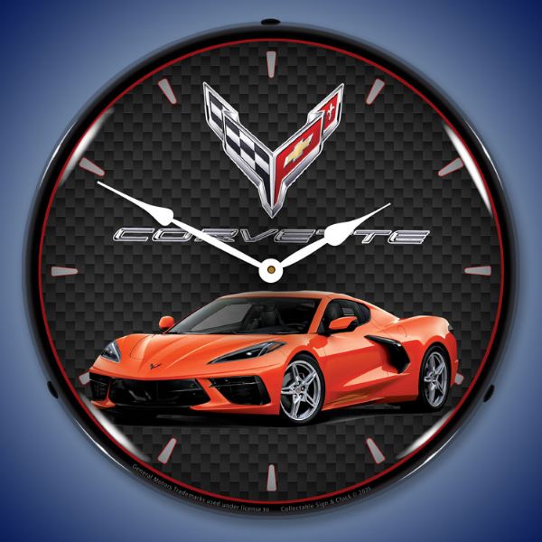 C8 Corvette Sebring Orange Tintcoat Clock