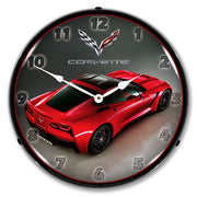 C7 Corvette in Red Rear View Clock-694685357384'