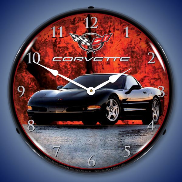 C5 Corvette in Black Clock