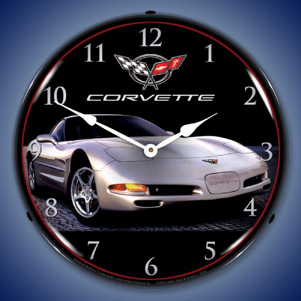 C5 Corvette in Silver Clock