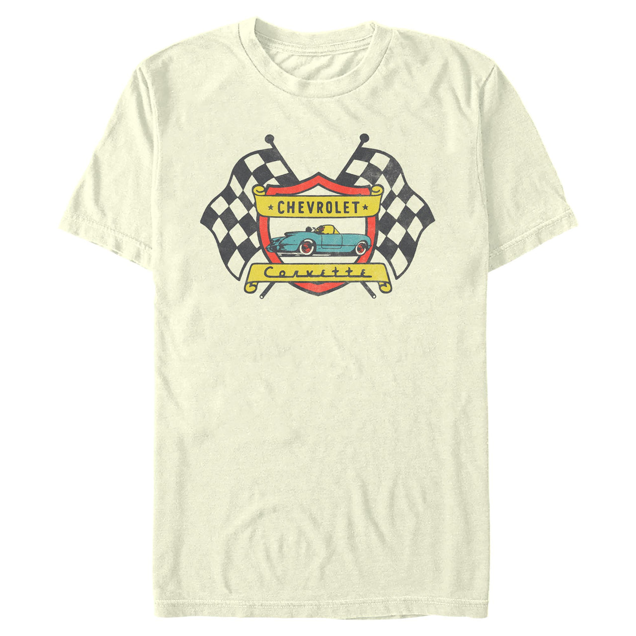C1 Corvette Checkered Flag Natural Tee
