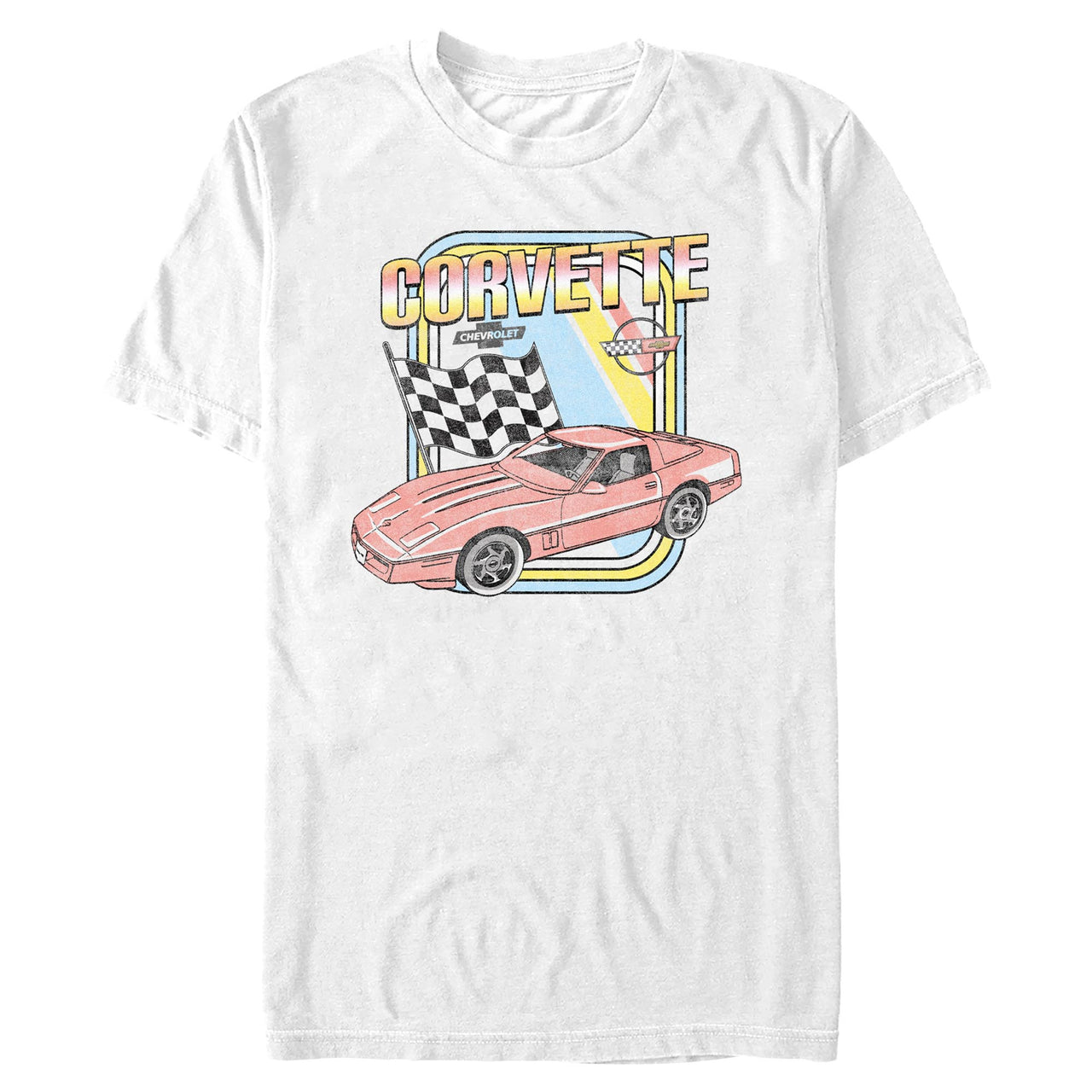 C4 Corvette Retro Racing Flag White Tee