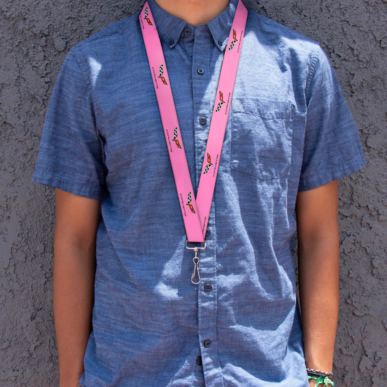 Lanyard - 1.0" - C6 Logo REPEAT Pink Black
