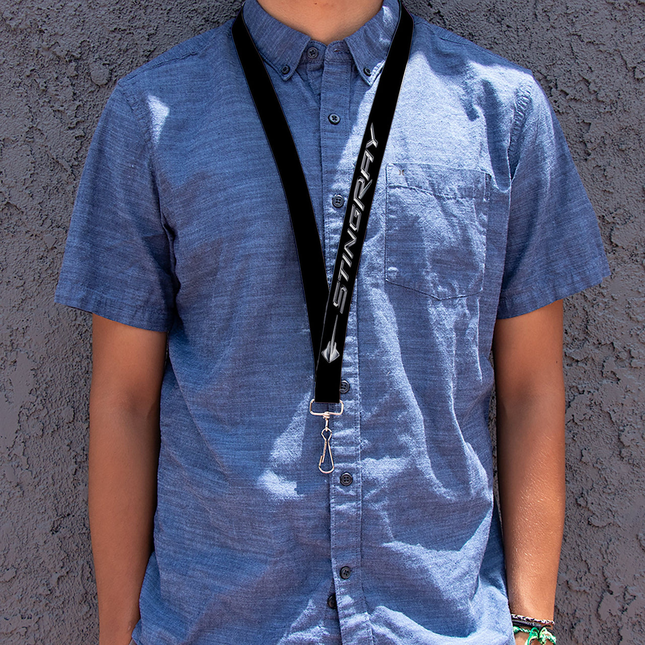 Lanyard - 1.0" - C7 STINGRAY Logo Black Silver