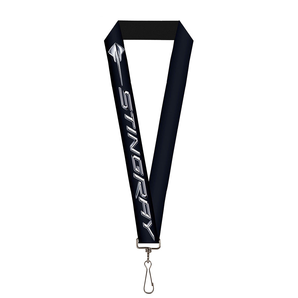 Lanyard - 1.0" - C7 STINGRAY Logo Black Silver