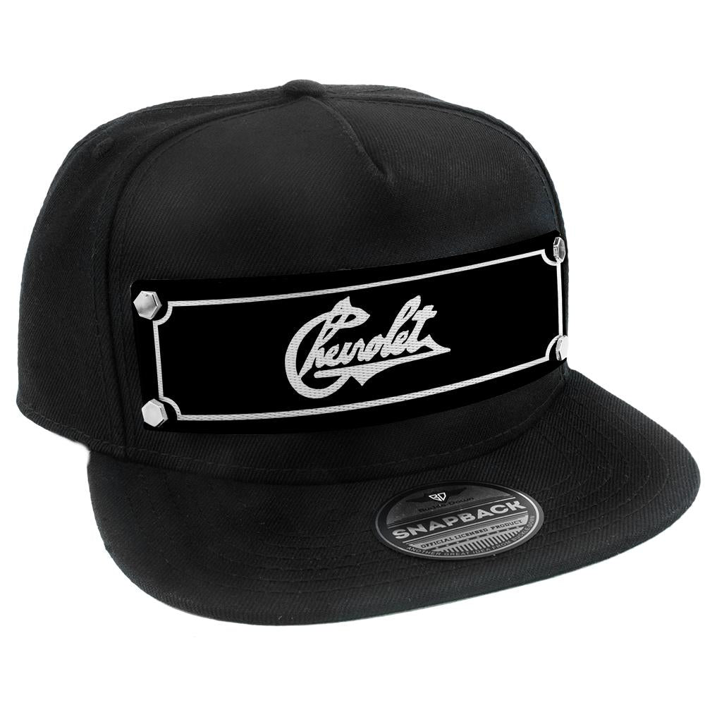 Chevrolet Heritage Script Black & White Embellishment Trucker Hat Black