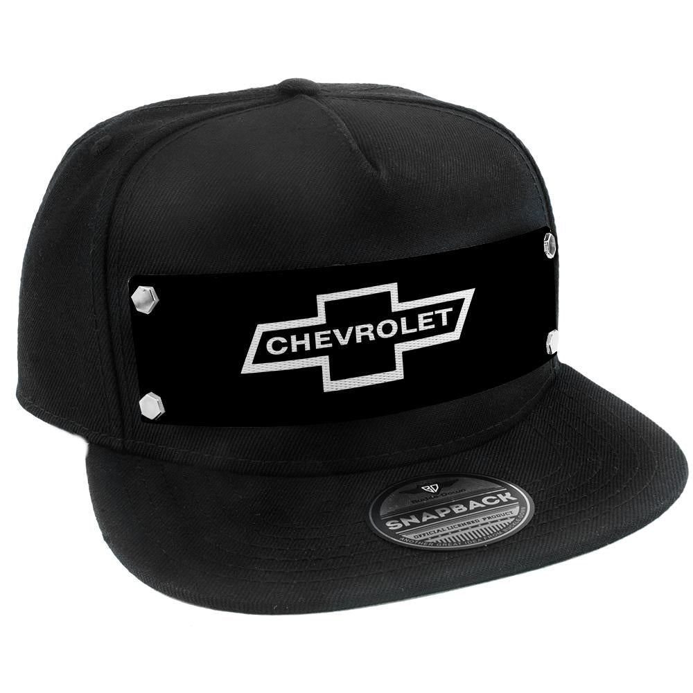 1965 Chevrolet Bowtie Black & White Embellishment Trucker Hat Black
