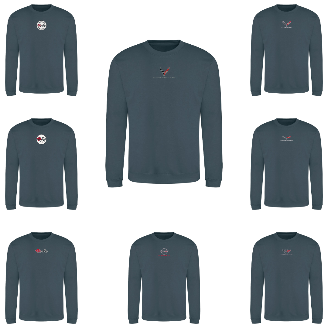 Corvette Embroidered Crew Neck Sweatshirt - Air Force Blue