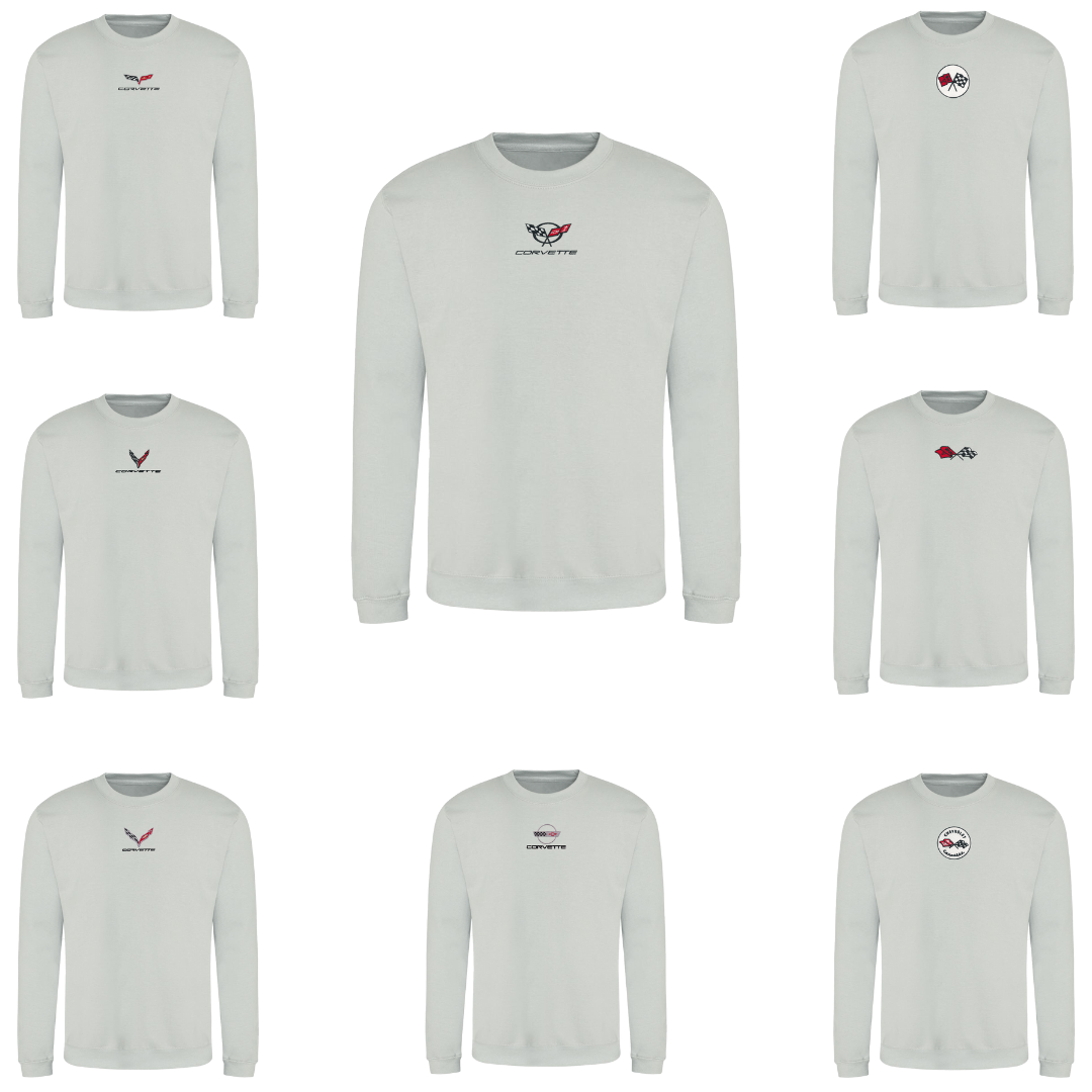 Corvette Embroidered Crew Neck Sweatshirt - Moondust Gray