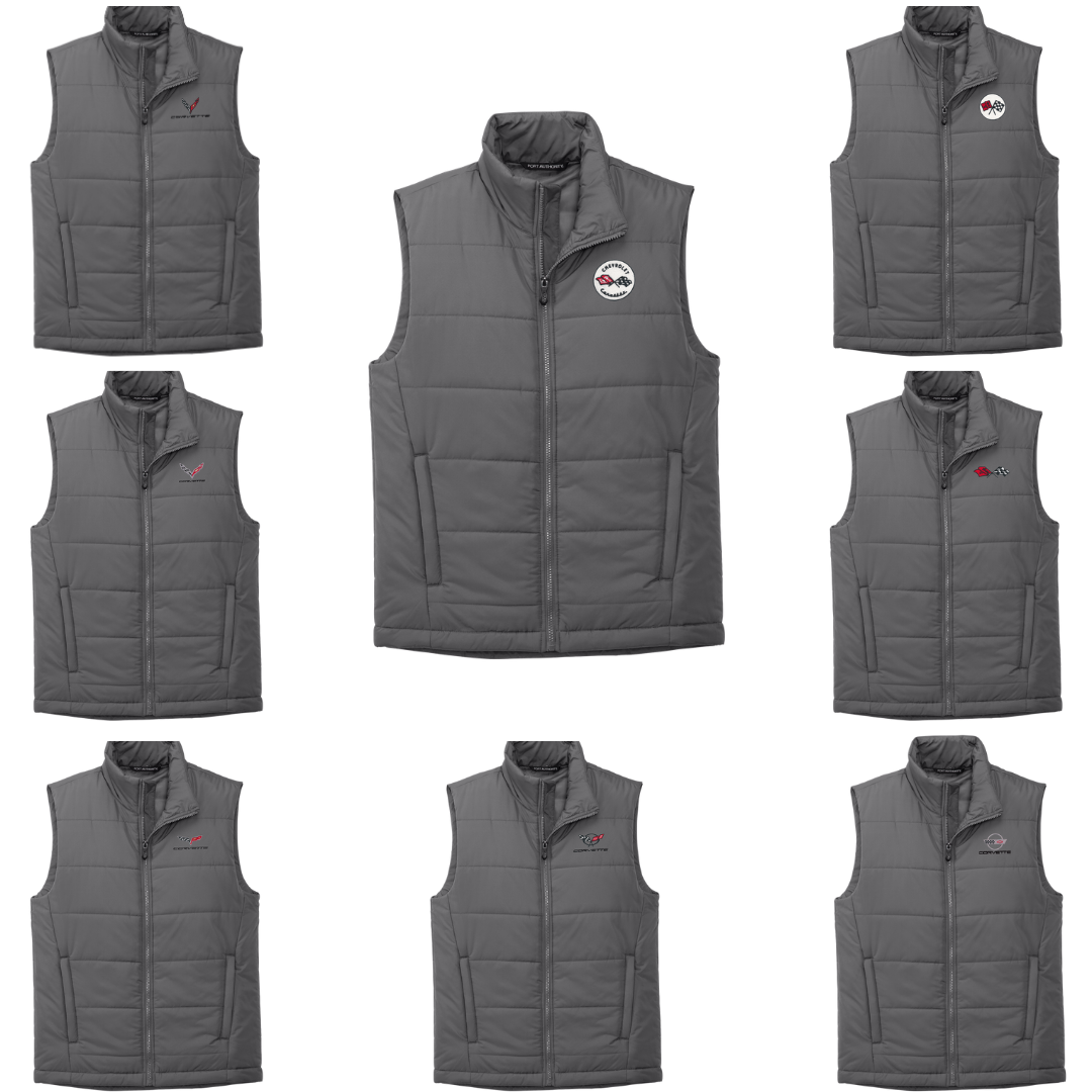 Corvette Logo Embroidered Puffer Vest - Shadow Grey