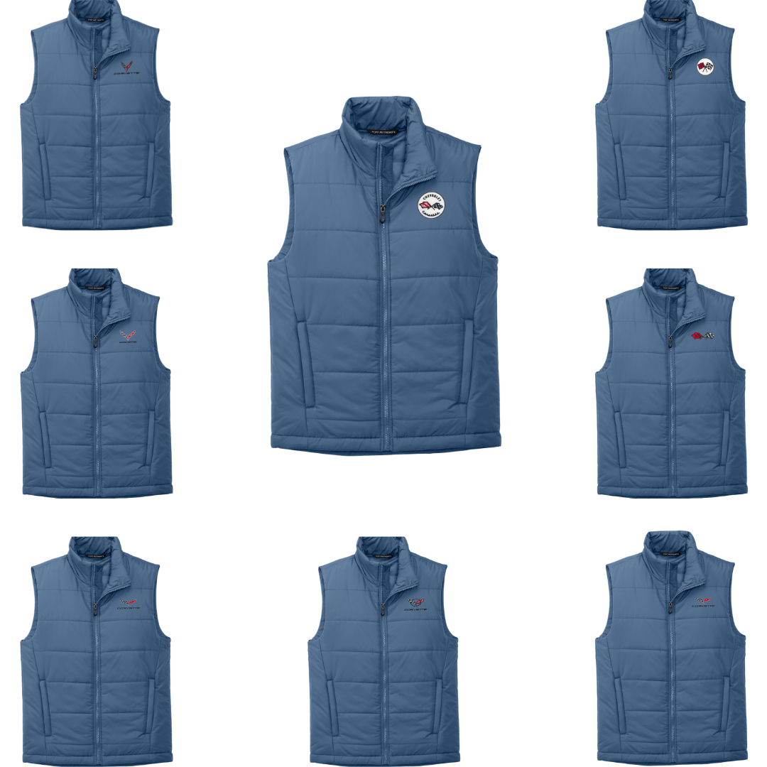 Corvette Logo Embroidered Puffer Vest - Dusk Blue