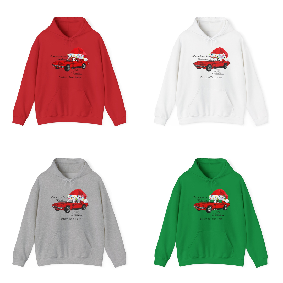 C2 Corvette Personalized Santa Hat Cotton Blend Hooded Sweatshirt