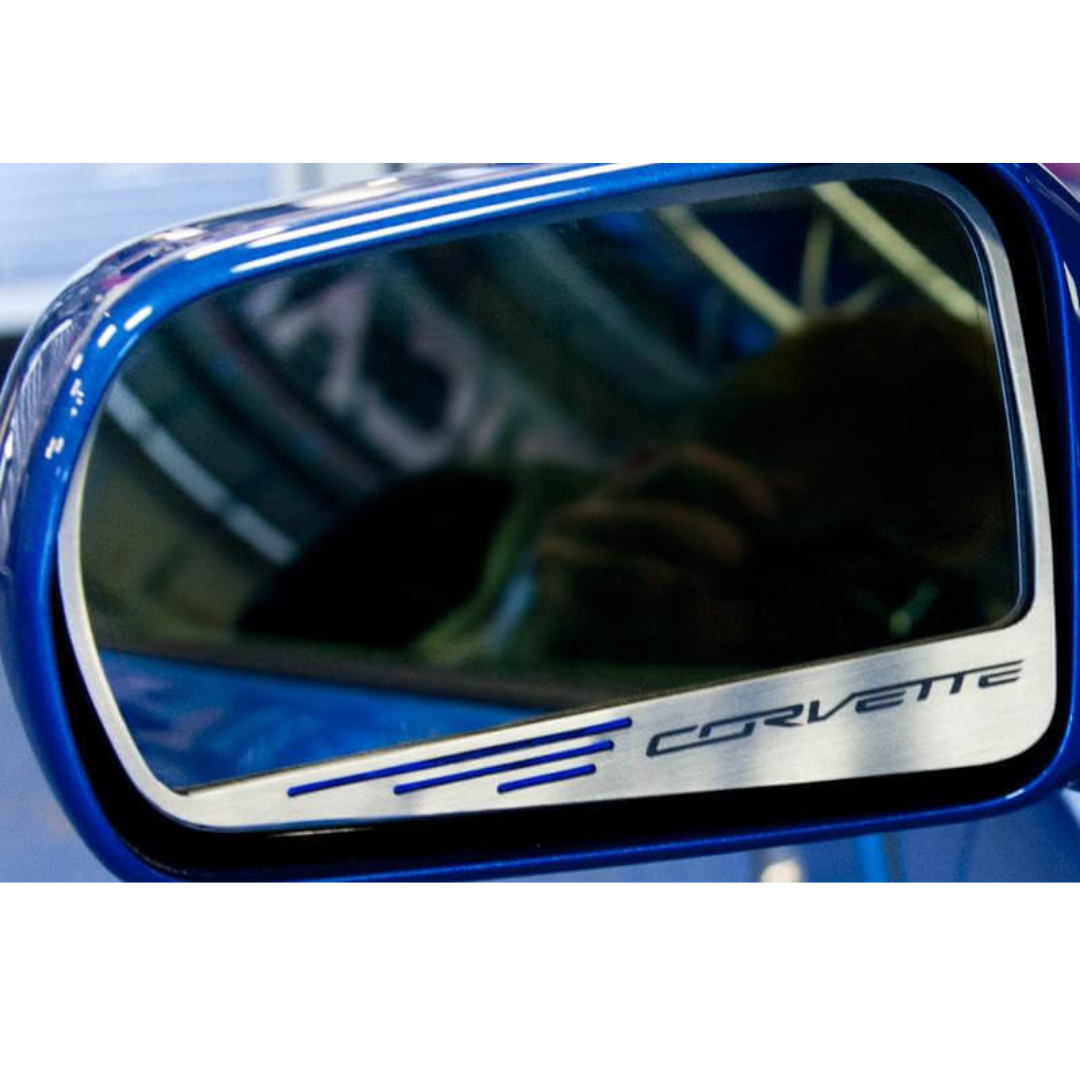 C7 Corvette | 2pc | Side View Mirror Trim | Corvette Lettering