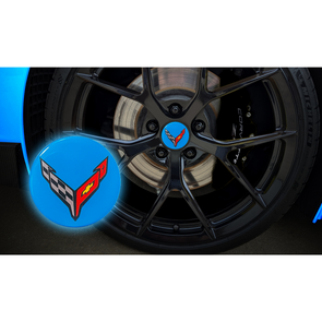 C8 Corvette Color Matched Wheel Center Caps - Rapid Blue