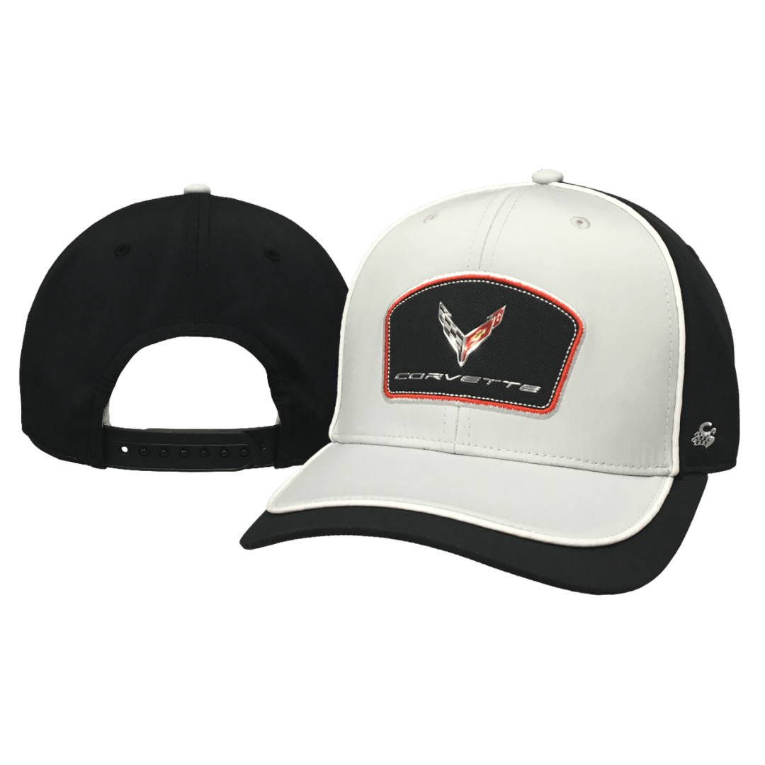 Official C8 Corvette Men's White Performance Hat - Adjustable Baseball Cap