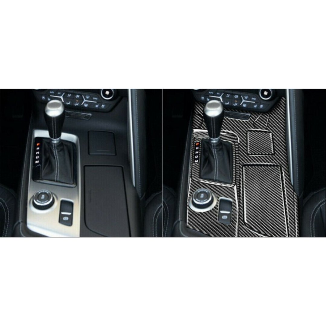 C7 2014-2019 Corvette Carbon Fiber Center Console Overlay - 7pc - CA