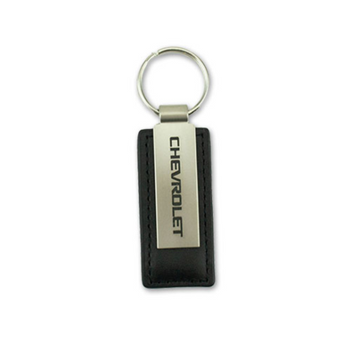 CHEVROLET EV METAL AND LEATHER KEYCHAIN