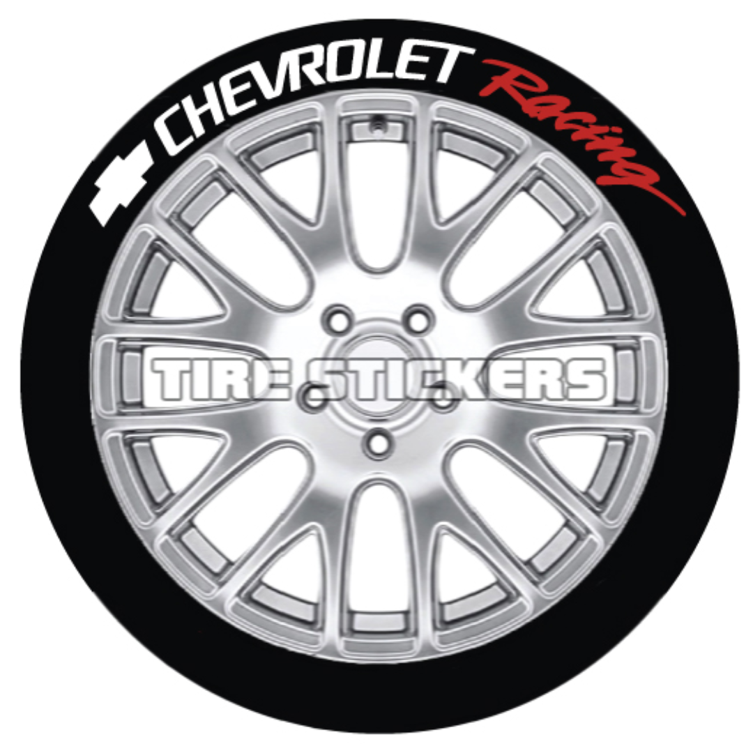 Chevrolet Racing Tire Stickers - 4 OF EACH - 17"-18" - 1.25"