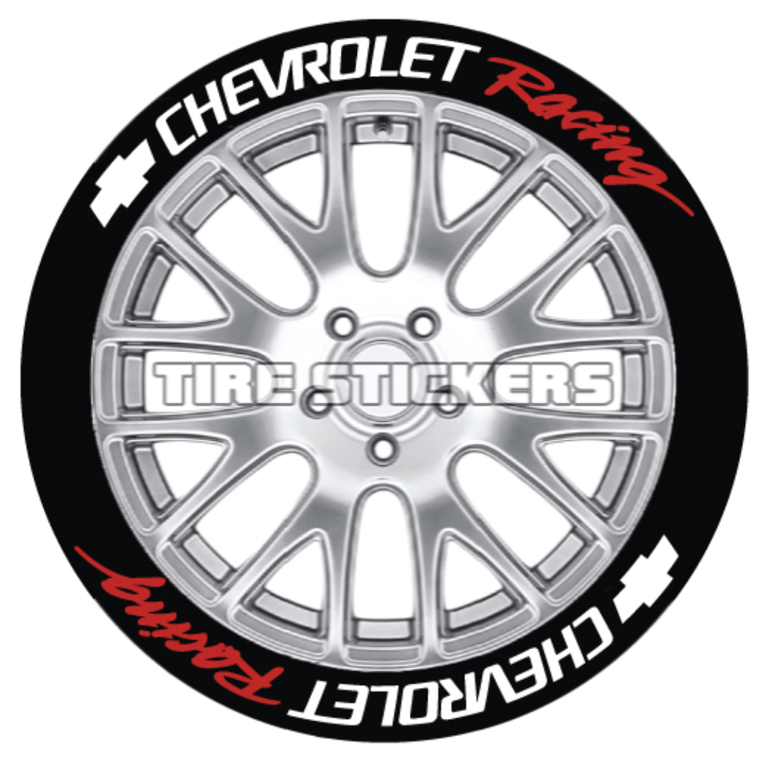 Chevrolet Racing Tire Stickers - 8 OF EACH - 17"-18" - 1.25"