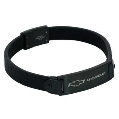 chevy-bowtie-black-leather-braceletcorvette-store-online