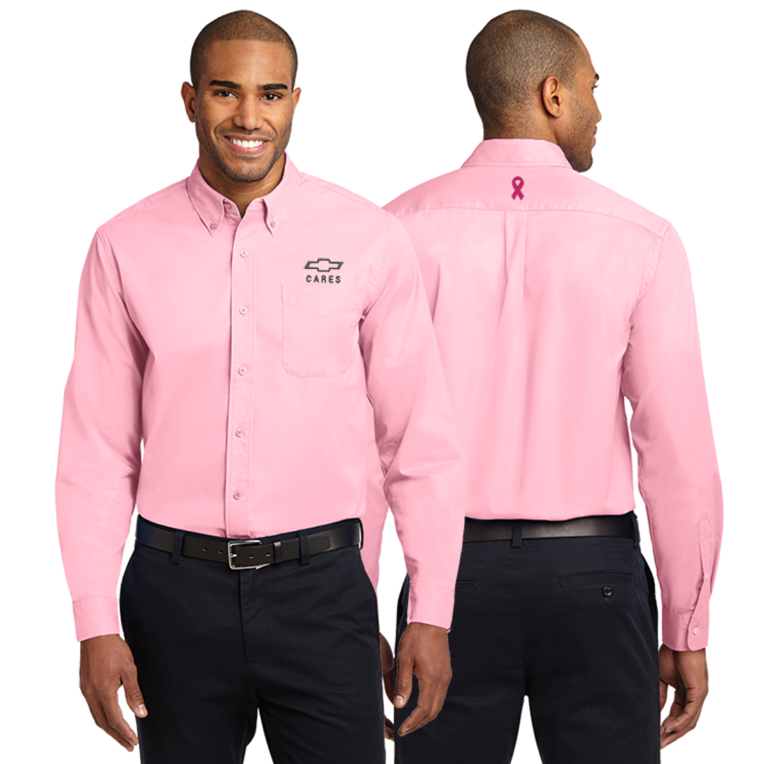 Men's Pink Chevy Cares Breast Cancer Awareness Dress Shirt