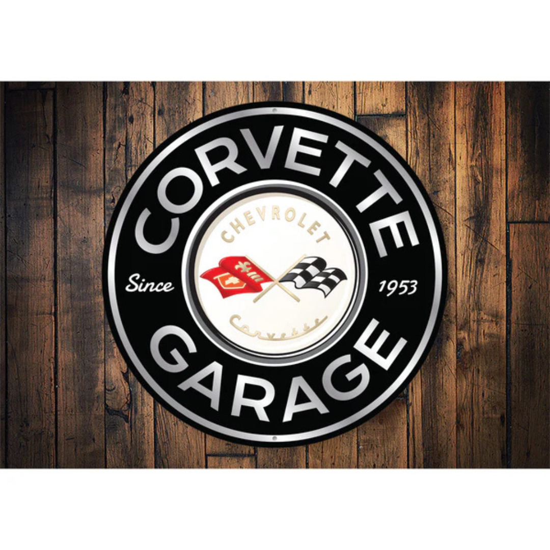 Chevy Corvette Garage Since 1953 Round Sign