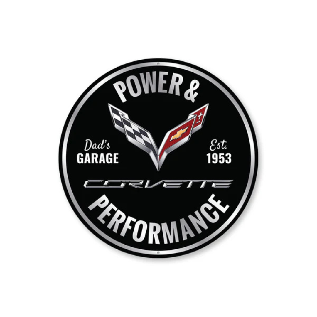 Chevy Corvette Power And Performance Round Sign