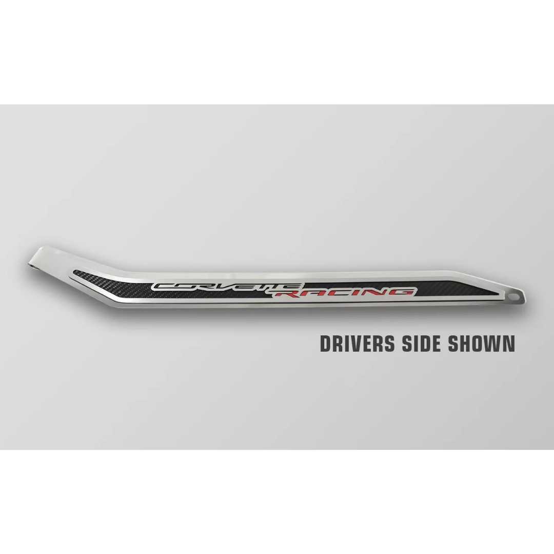 Corvette C7 Door Prop Stainless w/ Real Carbon Fiber insert 'Corvette Racing' - Passenger Side Only