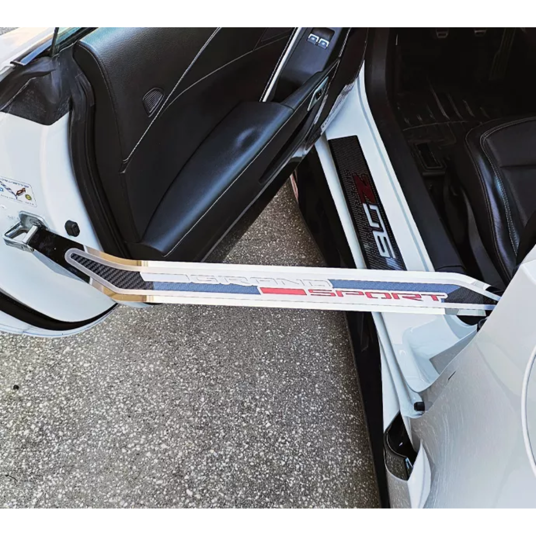 CORVETTE C7 DOOR PROP STAINLESS W/ REAL CARBON FIBER INSERT 'GRAND SPORT'
