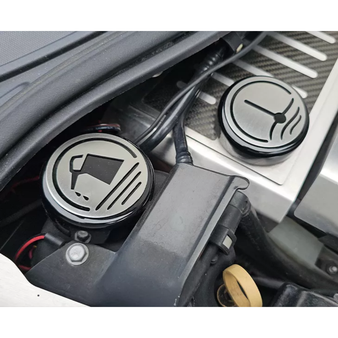 Corvette C7 Executive Series Fluid Cap Covers Black Caps with Brushed tops 5Pc Set | Automatic Transmission