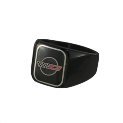 C4 Color Emblem Black Stainless Signet Ring