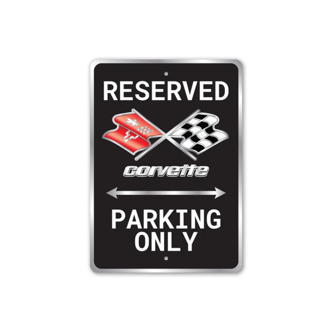 Corvette Flags Logo Reserved Parking Only Sign