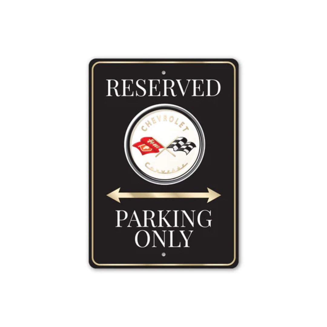 Corvette Logo Badge Reserved Parking Only Sign