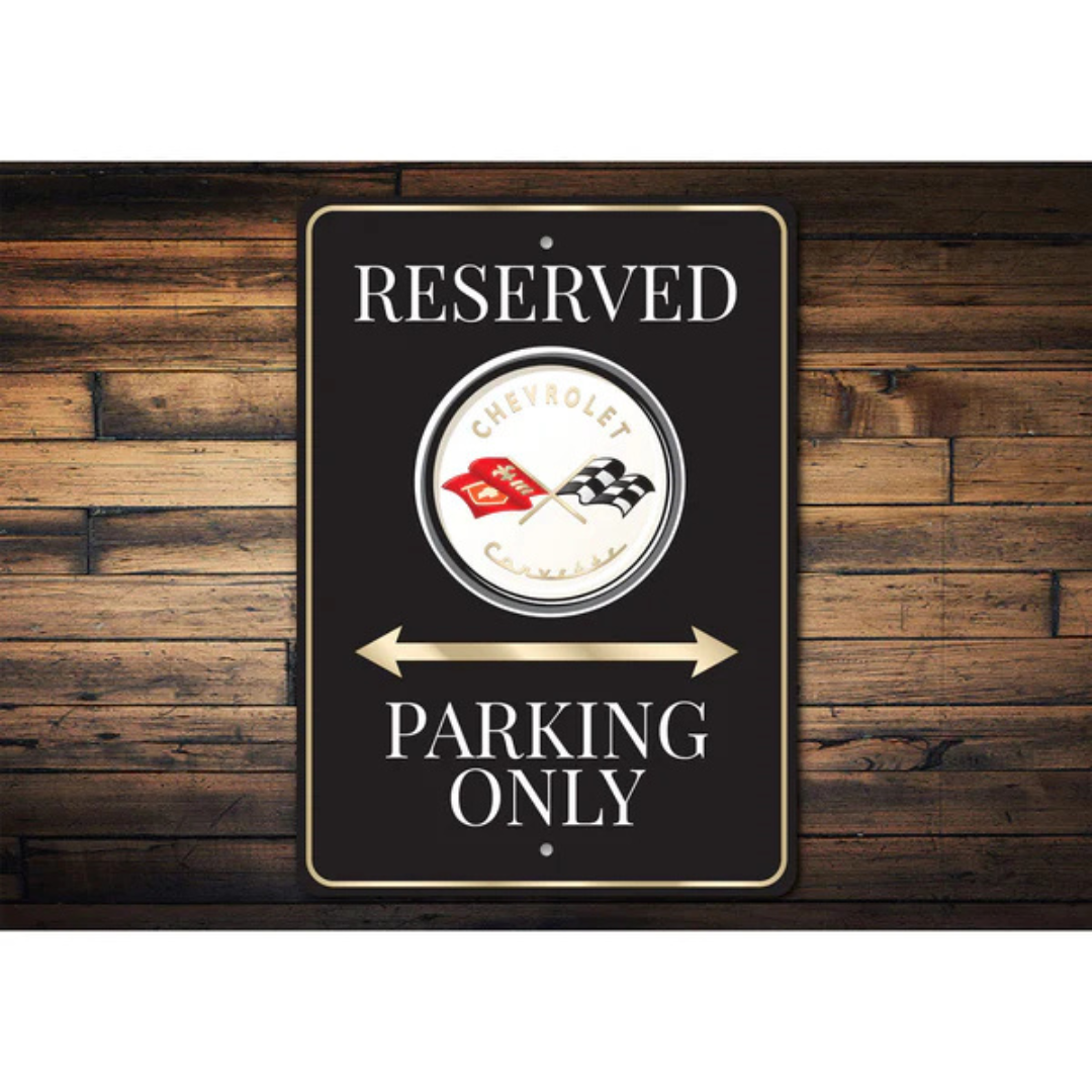 Corvette Logo Badge Reserved Parking Only Sign