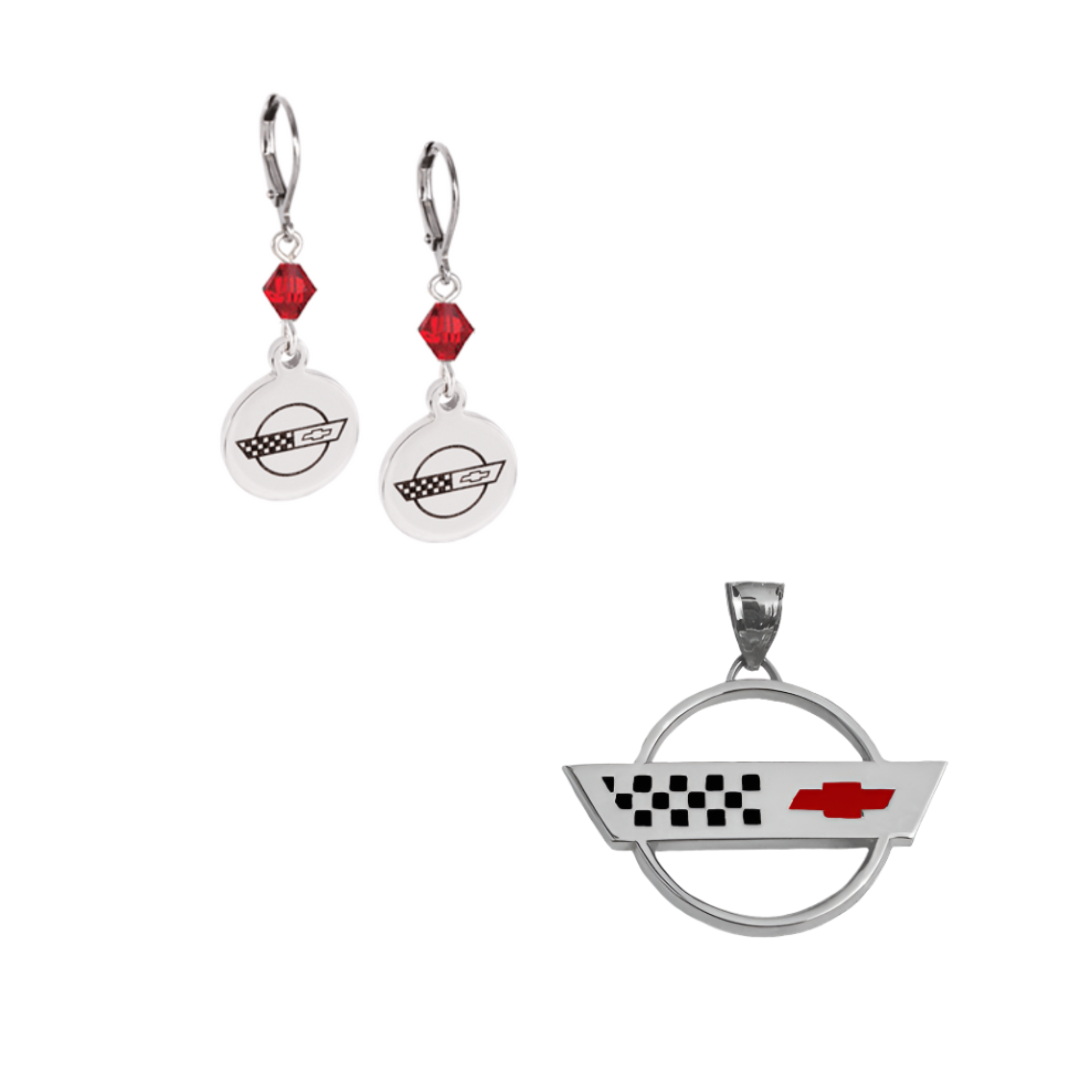 c4-corvette-sterling-silver-emblem-pendant-crystal-earrings-bundle