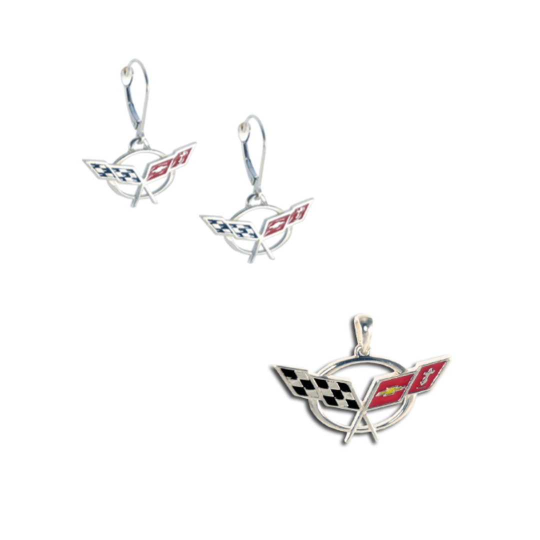 c5-corvette-sterling-silver-leverback-earrings-pendant-bundle