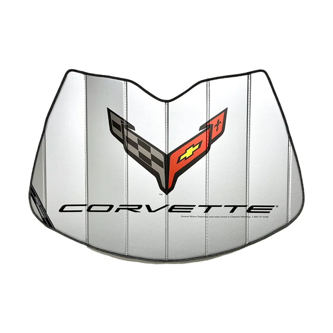 C8 Corvette Custom-Fit Accordion Style Sunshade with Logo