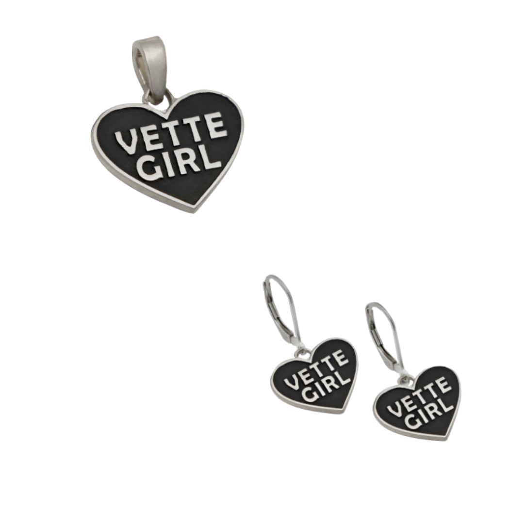 Corvette Vette Girl Pendant & Earrings Bundle