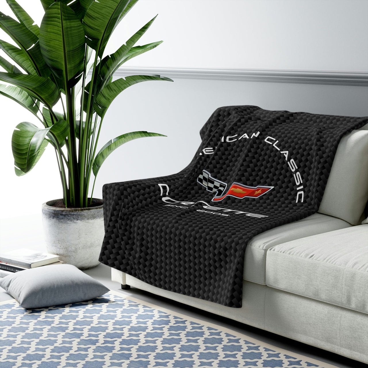 C6 Corvette Carbon 50 x 60 inch Sherpa Fleece Blanket